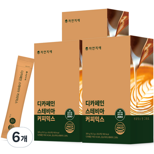 자연지애 디카페인 스테비아 커피믹스, 10.3g, 30개입, 6개