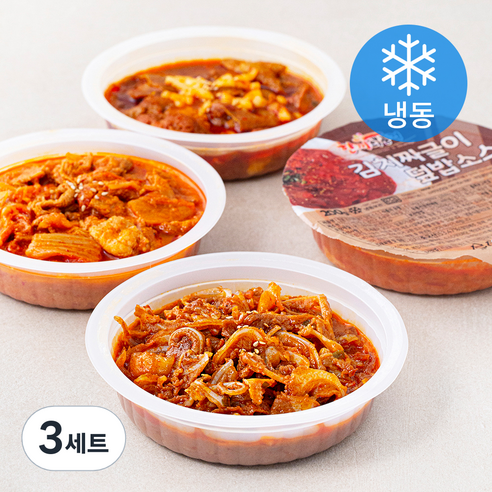 한끼의품격 한품 안주 A 오돌뼈 덮밥소스 210g + 치즈불닭 210g + 김치짜글이 200g 세트 (냉동), 3세트