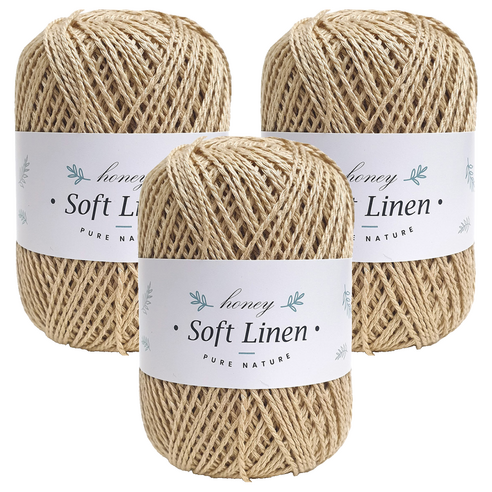 니뜨 소프트 린넨 뜨개실 70g, 306 베이지, 3개