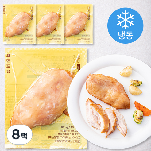 브랜드닭 훈제 닭가슴살 갈릭 (냉동), 100g, 8팩