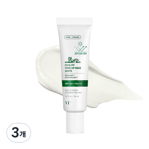 VT 시카 유브이 톤업 베이스 30ml, 화이트, 3개