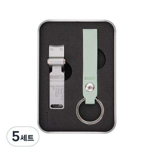 순잠 악어 크로커다일 손톱깎이 + 가죽끈 세트, 그린(가죽끈), 5세트