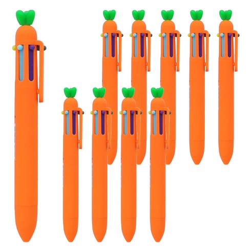 핑크풋 2000 당근 6색 볼펜 0.7mm, 혼합색상, 10개