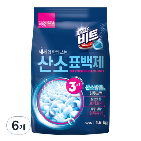 비트 O2 표백제 분말형, 1.5kg, 6개