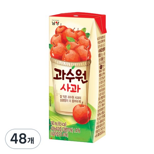 남양과수원 사과 음료, 190ml, 48개