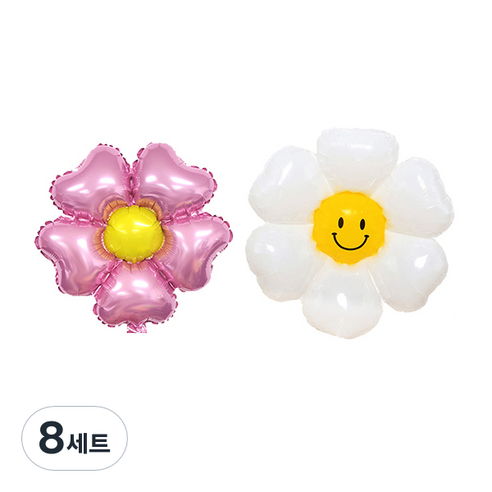 파티쇼 플라워 은박 하트 + 데이지 소형 풍선 세트, 베이비핑크(하트풍선), 8세트