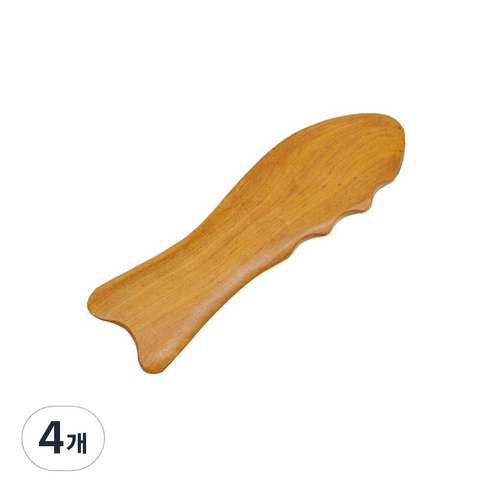 라이프포인트 괄사 지압 마사지기, 4개, 우드(물고기)