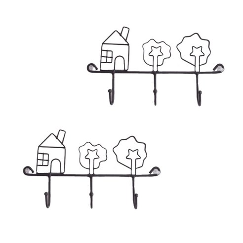 오체어스 빈티지 철제 모양 후크, 집나무, 2개