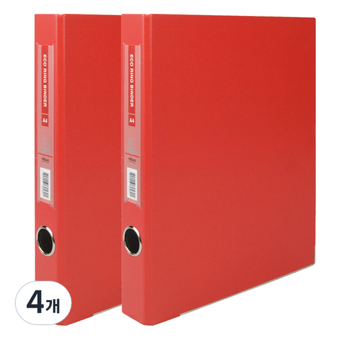 현풍 D링 바인더 파일 명찰형 3cm 3공 A4, 적색, 4개