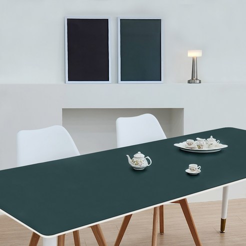 어나더 양면 가죽 방수 식탁보 모서리라운딩5mm, 블랙 + 그린, 75 x 120 cm, 1개