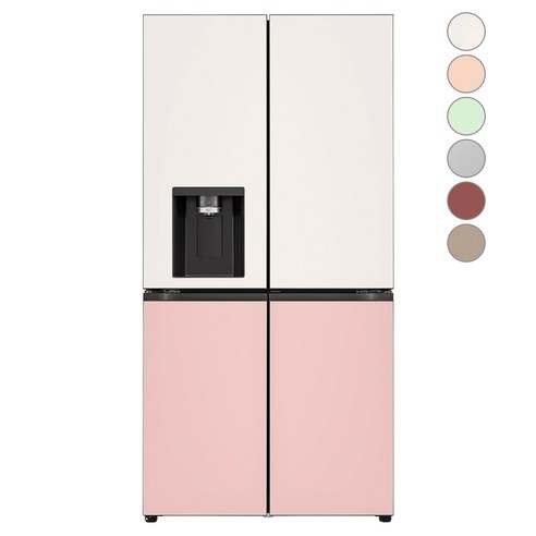 [색상선택형] LG전자 오브제 얼음정수기냉장고 원매직 글라스 방문설치, W822GBP152S, 베이지 + 핑크