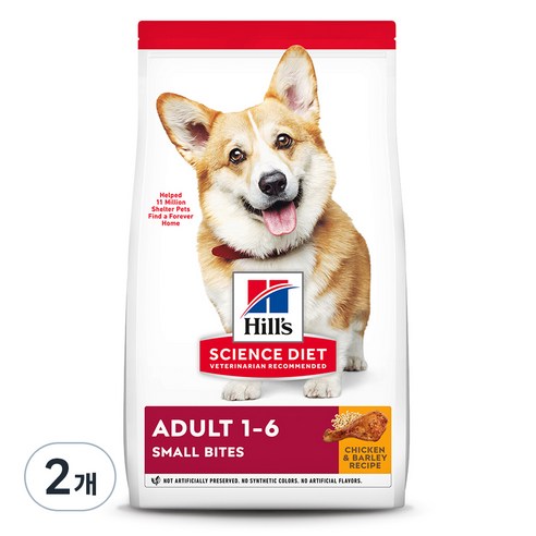 힐스사이언스다이어트 어덜트 스몰바이트 강아지 건식사료, 닭, 2kg, 2개