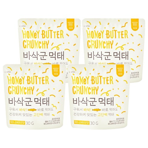 예찬원 바삭군 시즈닝 먹태 허니버터맛, 30g, 4개