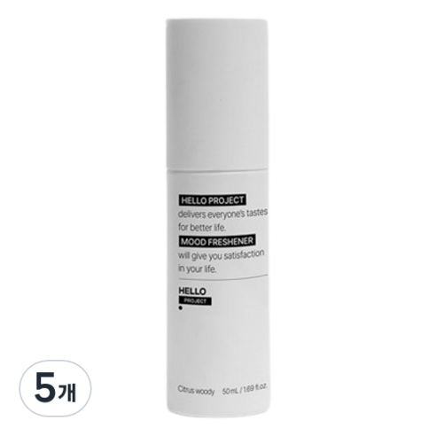 헬로프로젝트 화장실 탈취제 토일렛 퍼퓸 무드 프레쉬너 시트러스 우디, 50ml, 5개