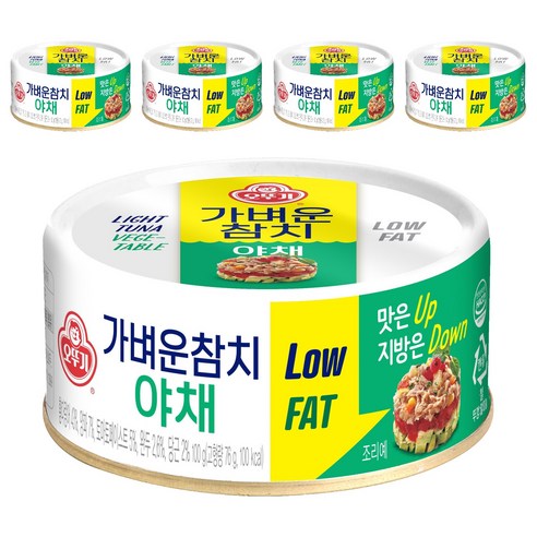 오뚜기 가벼운 참치 야채, 100g, 5개