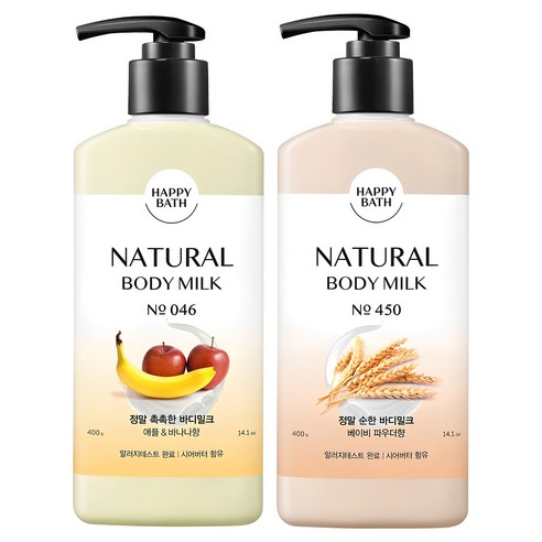 해피바스 정말 촉촉한 바디밀크 애플 바나나향 400g + 베이비 파우더향 400g, 1개