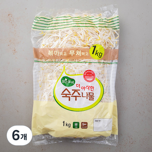 맑은물에 더 아삭한 숙주나물, 1kg, 6개