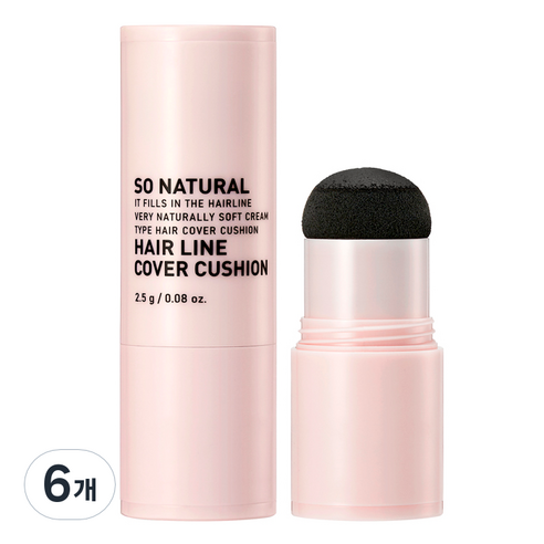 쏘내추럴 헤어 라인 커버 쿠션 2.5g, 내추럴블랙, 6개