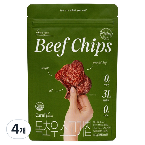 카니비비안 목초우 비프칩 오리지널, 40g, 4개