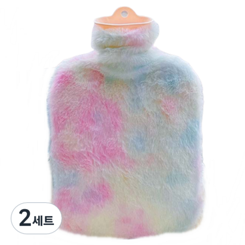 생활애찬 기모 보온 물주머니 찜질 핫팩 핑크블루 1000ml, 2세트