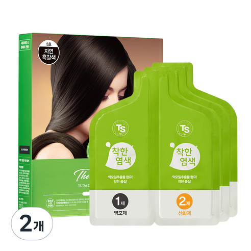 TS 더착한 염색 파우치형 120g, 5호 자연흑갈색, 2개