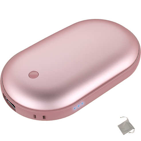 애니클리어 충전식 보조배터리 휴대용 손난로 전기 핫팩 + 파우치, iGPB-HOT3, 핑크