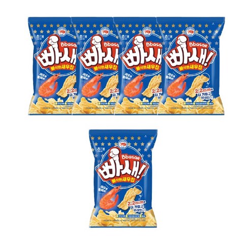 해태제과 빠새 빠삭한새우칩, 120g, 5개