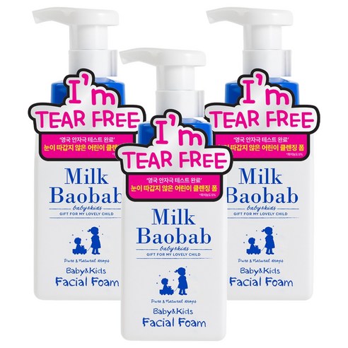 밀크바오밥 베이비 앤 키즈 티어프리 페이셜 폼 오렌지향, 300ml, 3개