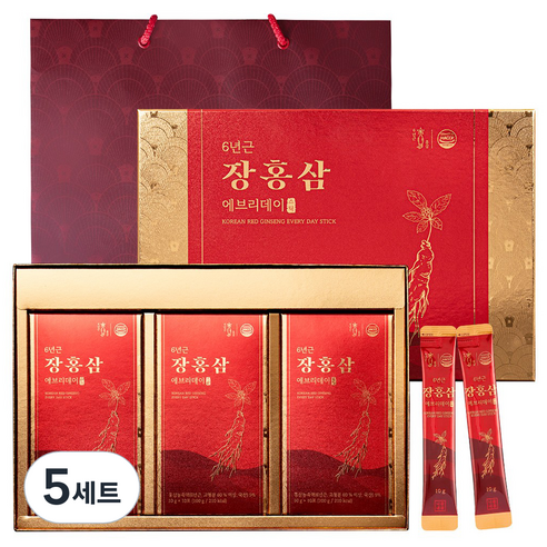 6년근 장홍삼 에브리데이 스틱 30포 선물세트+쇼핑백, 300g, 5세트