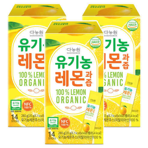 다농원 유기농 레몬과즙, 20g, 3개, 14개입