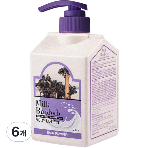 밀크바오밥 대용량 바디로션 베이비파우더향, 500ml, 6개