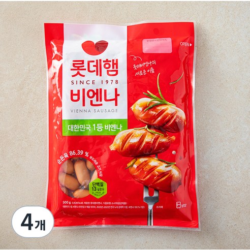 롯데햄 롯데비엔나 (냉장), 500g, 4개