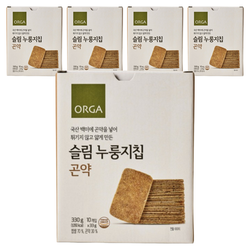 ORGA 슬림누룽지칩 곤약 10개입, 33g, 5개