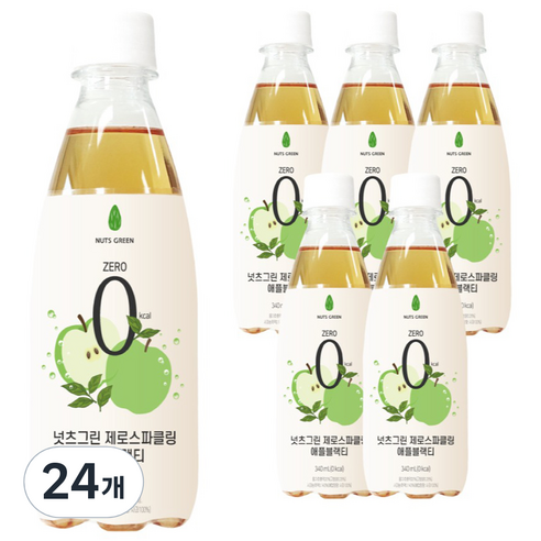 넛츠그린 제로스파클링 애플블랙티, 340ml, 24개