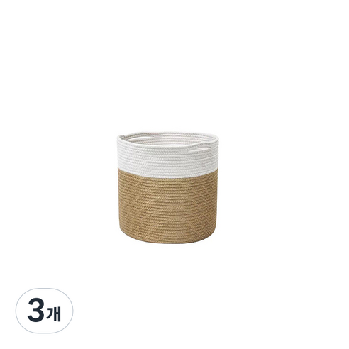 GUNU 홈인테리어 로프 다용도 바구니 20cm, 옐로우화이트, 3개