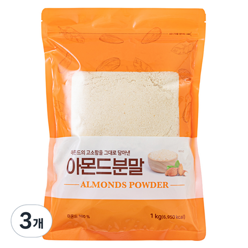 아몬드분말 100%, 1kg, 3개