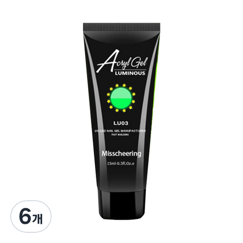 에스떼오뜨젠 야광 폴리젤 네일 인조 손톱 연장 재료 15ml, 6개, LU03