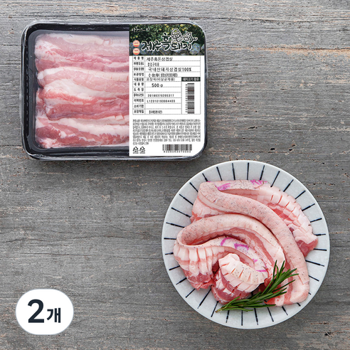 파머스팩 제주 흑돼지 미박칼집삼겹살 구이용 (냉장), 500g, 2개