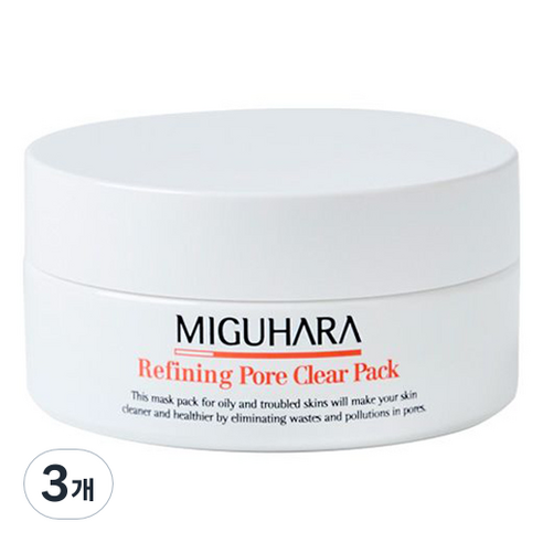 미구하라 리파이닝 포어 클리어 팩 150g, 3개, 1개입