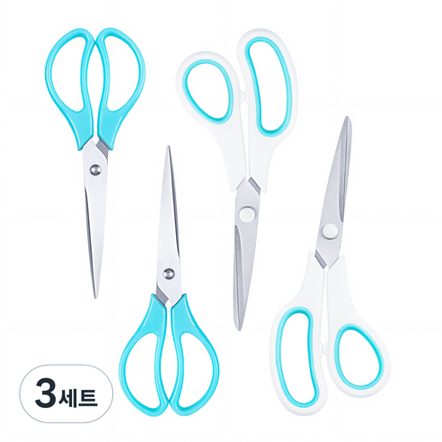 탐사 사무용 가위 2종 x 2p 세트, 화이트,블루, 3세트