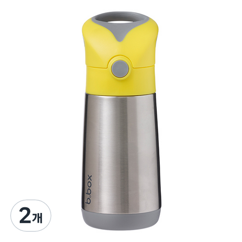 비박스 스텐 빨대컵 350ml, 그레이옐로, 2개