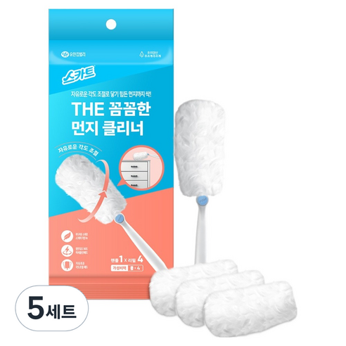스카트 THE 꼼꼼한 먼지클리너 핸들 + 리필 4p 세트, 화이트, 5세트