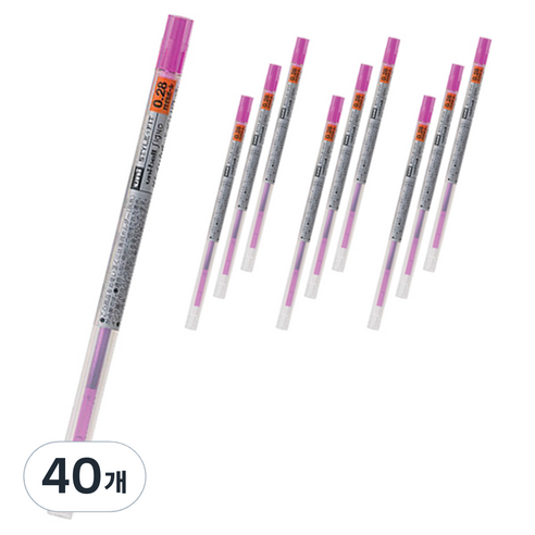 유니볼 시그노 스타일핏트 젤잉크 리필심 0.28mm UMR-109, 핑크, 40개