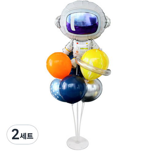 와우파티코리아 우주 비행사 풍선 꽂이 세트, 혼합색상, 2세트