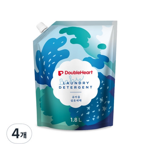 더블하트 유아용 섬유세제 리필, 1.8L, 4개