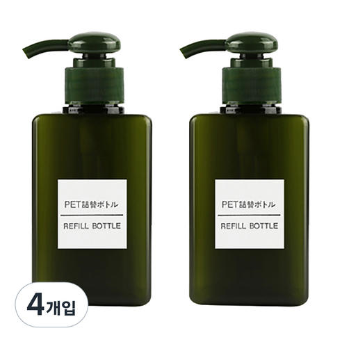DM 뷰티 화장품 펌프 공병 450ml, 다크그린, 4개