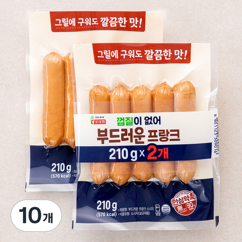 롯데햄 부드러운 프랑크 소시지, 210g, 10개