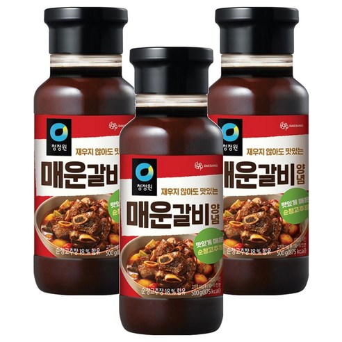 청정원 매운갈비 양념, 500g, 3개