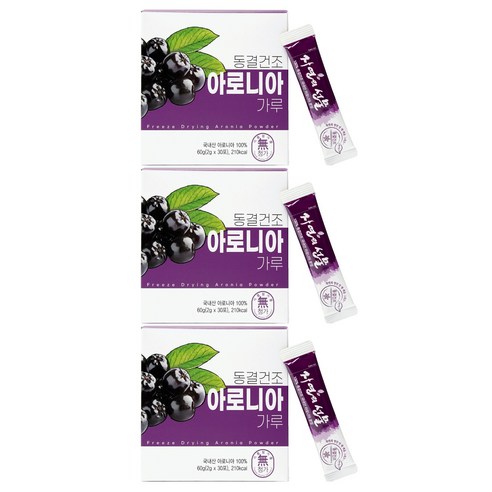 산마을 동결건조 아로니아 가루 30p, 3개, 60g