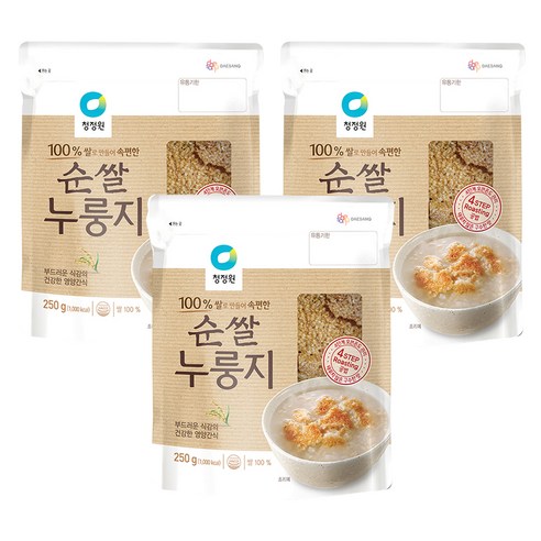 청정원 순쌀 누룽지, 250g, 3개